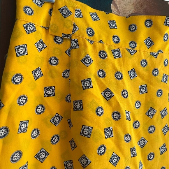 Jones New York High Waist Mustard Patterned Midi Skirt 12 Vintage - Picture 6 of 16